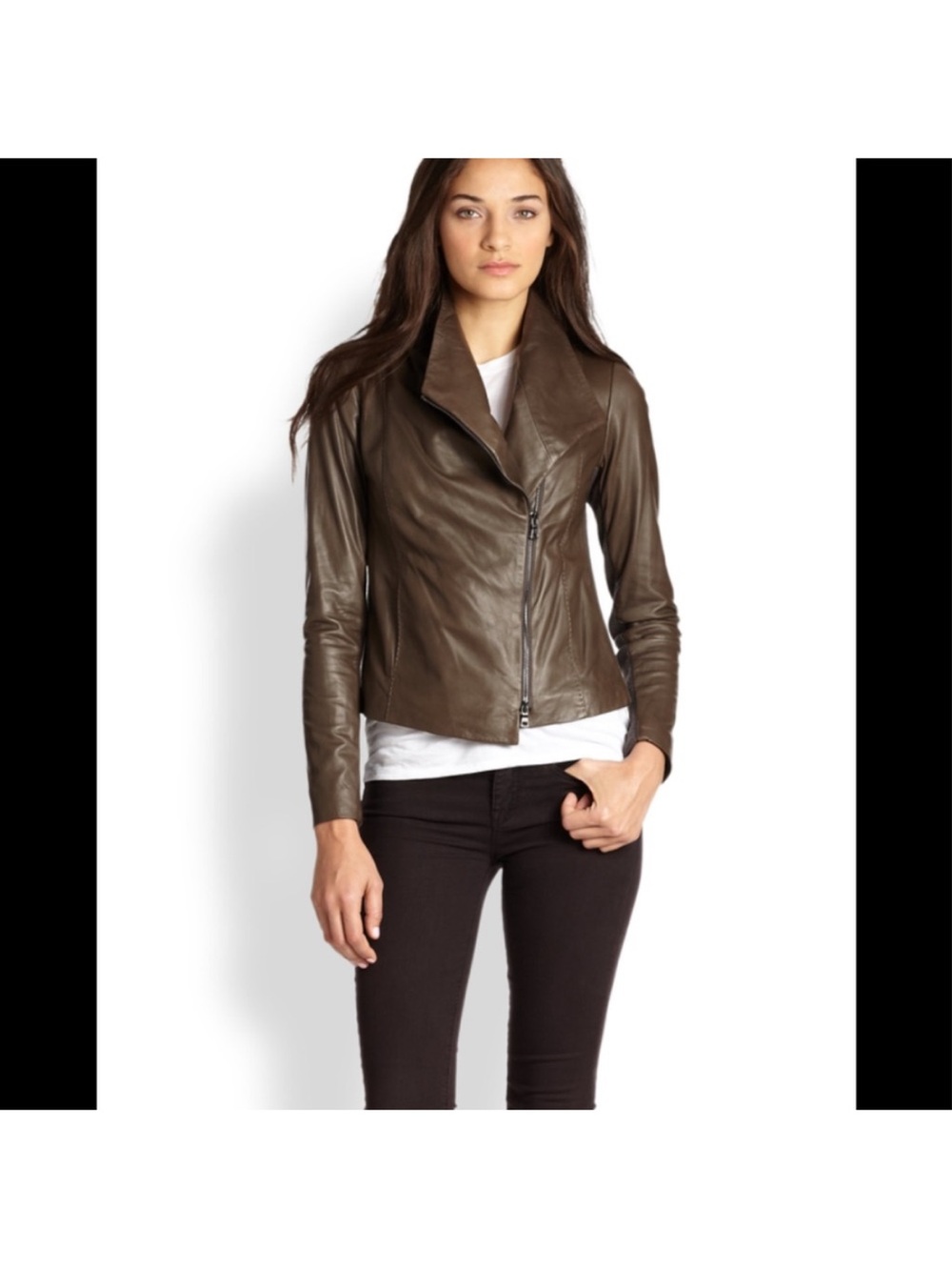 Vince Leather Scuba Jacket - Brown